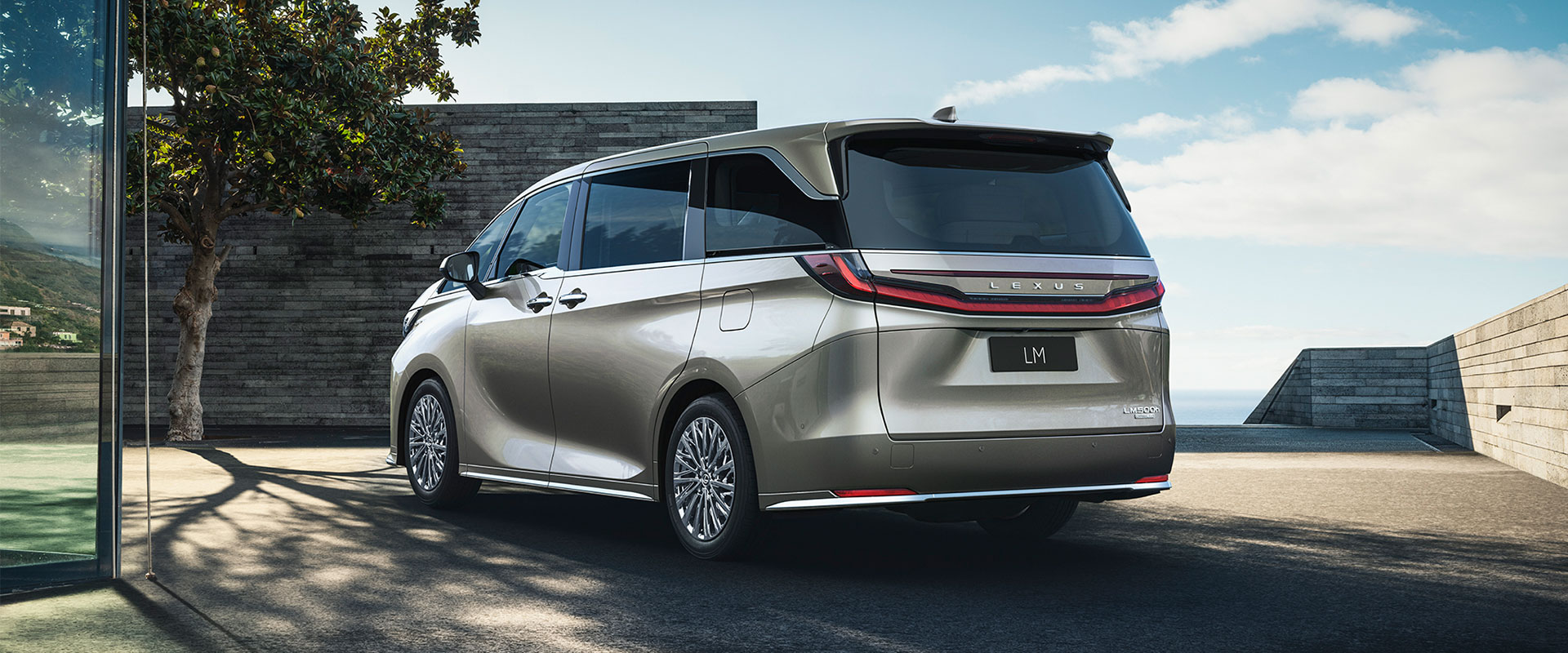 Rear view of a silver LM.