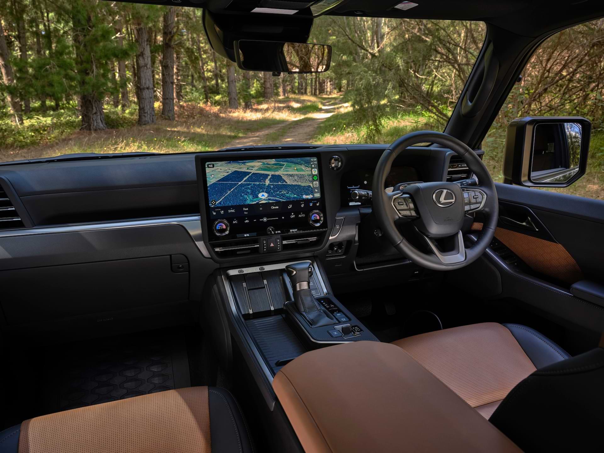 Lexus GX Overtrail interior with the navigation visible on the digital display.