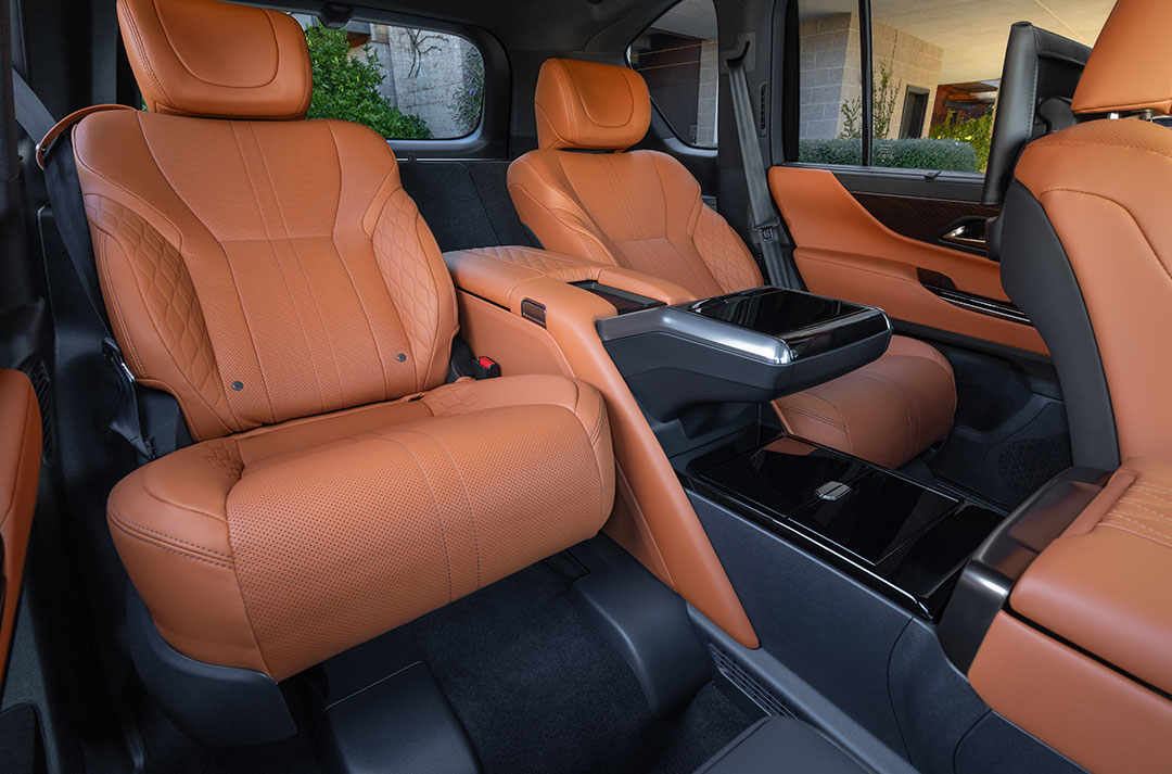 Orange car seats with a centre console